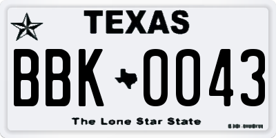 TX license plate BBK0043
