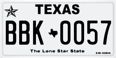 TX license plate BBK0057