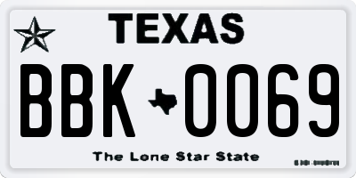 TX license plate BBK0069