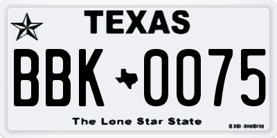 TX license plate BBK0075