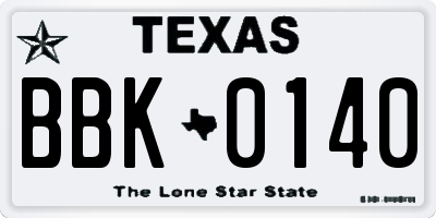 TX license plate BBK0140