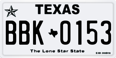 TX license plate BBK0153