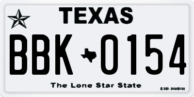 TX license plate BBK0154