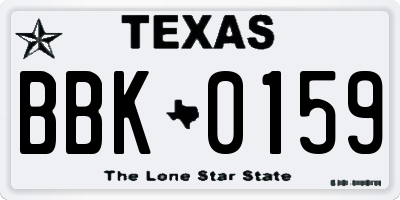 TX license plate BBK0159