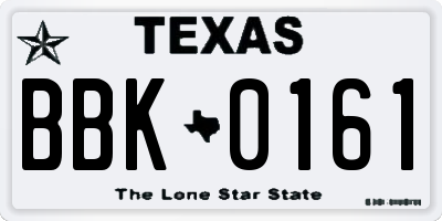 TX license plate BBK0161