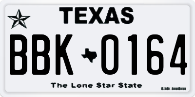 TX license plate BBK0164