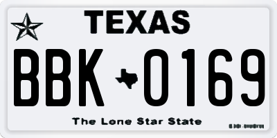 TX license plate BBK0169