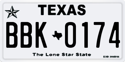 TX license plate BBK0174