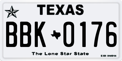 TX license plate BBK0176