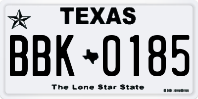 TX license plate BBK0185