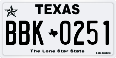 TX license plate BBK0251