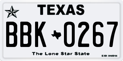 TX license plate BBK0267