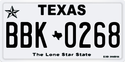 TX license plate BBK0268