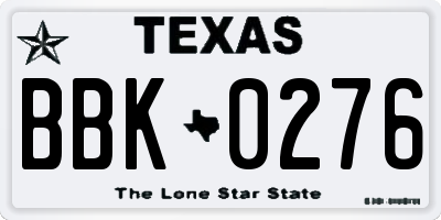 TX license plate BBK0276
