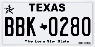 TX license plate BBK0280