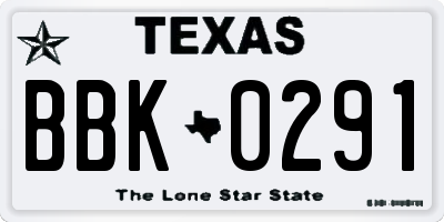 TX license plate BBK0291