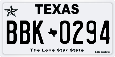 TX license plate BBK0294