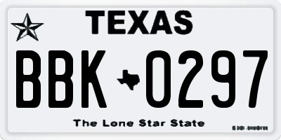 TX license plate BBK0297