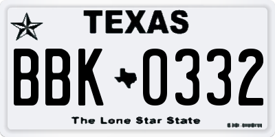 TX license plate BBK0332