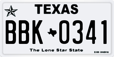 TX license plate BBK0341