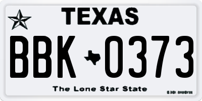 TX license plate BBK0373