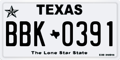 TX license plate BBK0391