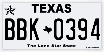 TX license plate BBK0394