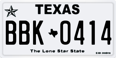 TX license plate BBK0414