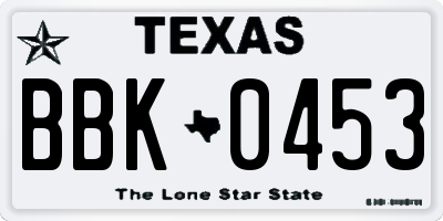 TX license plate BBK0453