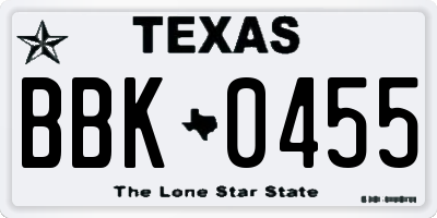TX license plate BBK0455