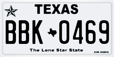 TX license plate BBK0469