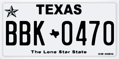TX license plate BBK0470