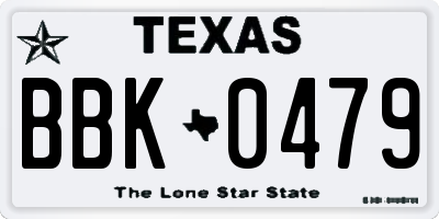 TX license plate BBK0479