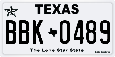 TX license plate BBK0489