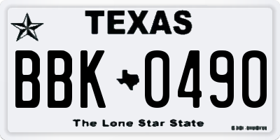 TX license plate BBK0490
