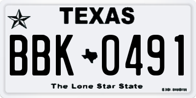 TX license plate BBK0491
