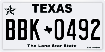 TX license plate BBK0492