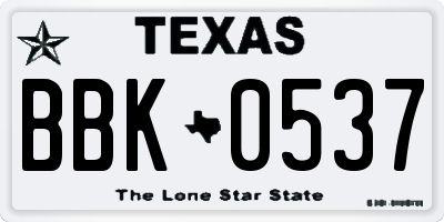 TX license plate BBK0537