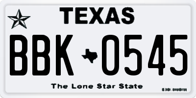 TX license plate BBK0545