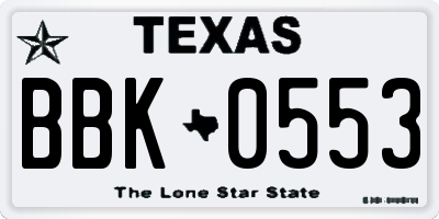TX license plate BBK0553