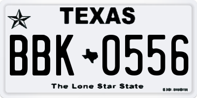 TX license plate BBK0556