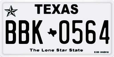 TX license plate BBK0564