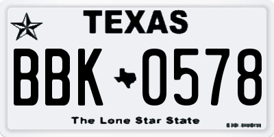 TX license plate BBK0578