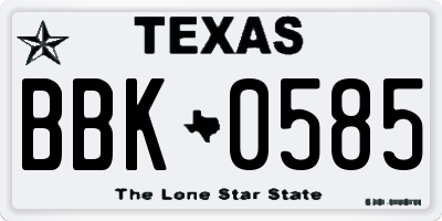 TX license plate BBK0585