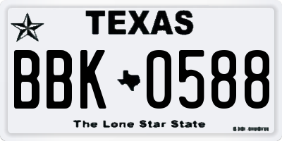 TX license plate BBK0588