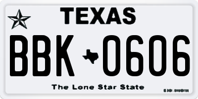 TX license plate BBK0606