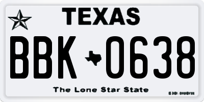 TX license plate BBK0638