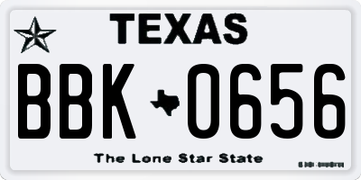 TX license plate BBK0656
