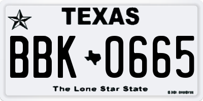 TX license plate BBK0665