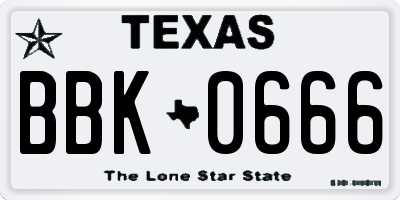 TX license plate BBK0666